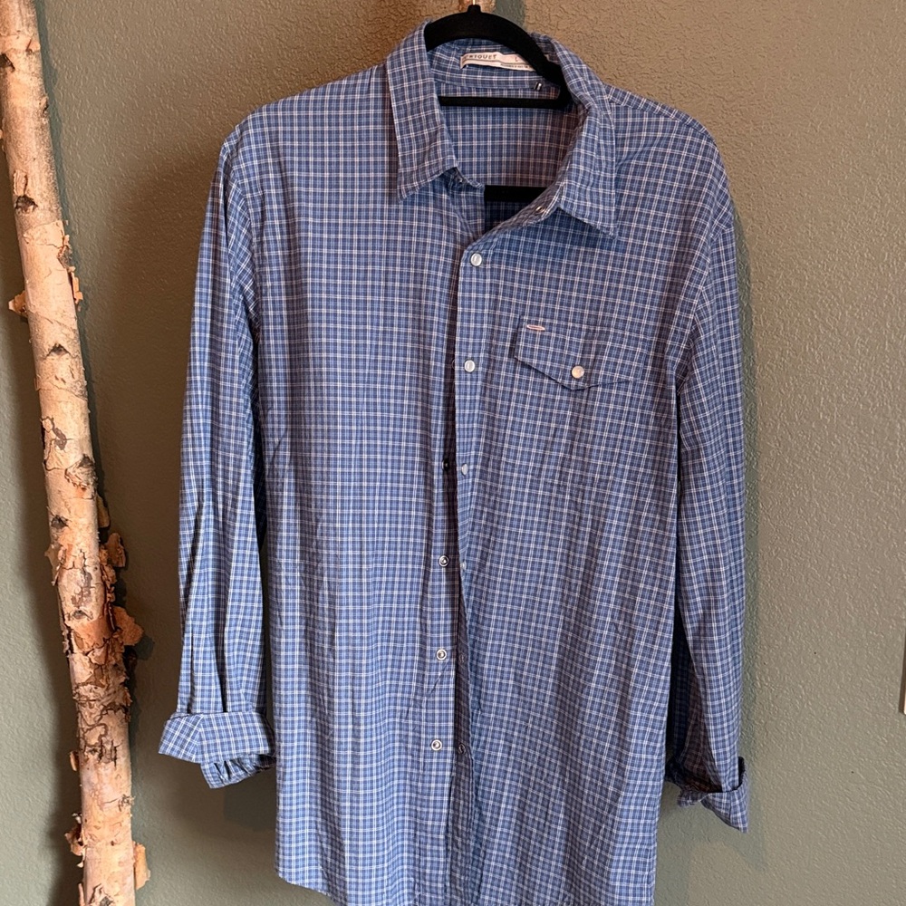 Criquet Blue Plaid Casual Button Down Shirt